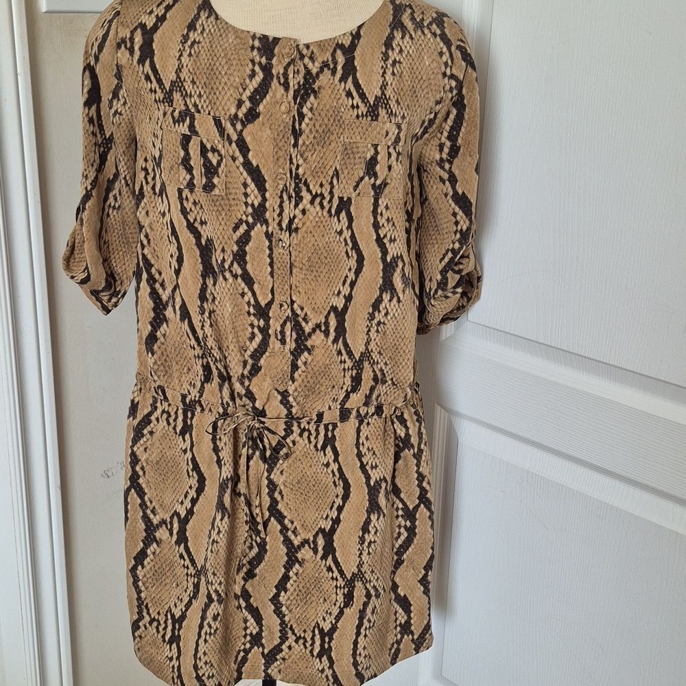 Snake Print Tan and Black Dress